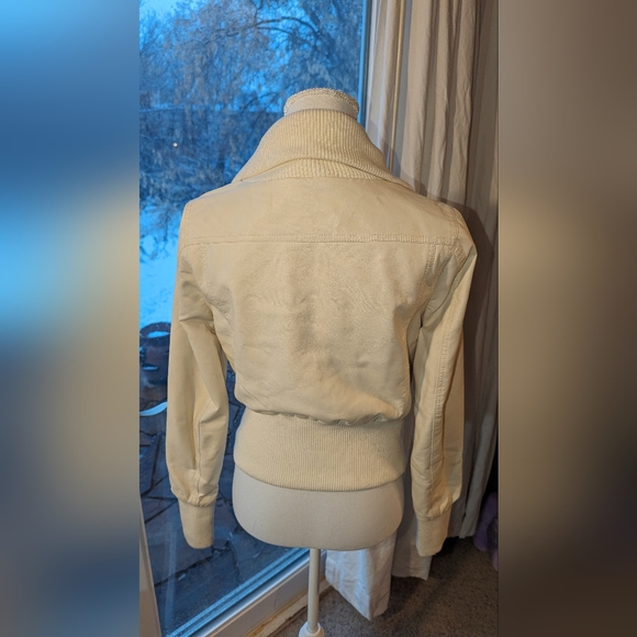 Juniors size M faux leather cream jacket by Papaya - Picture 3 of 12